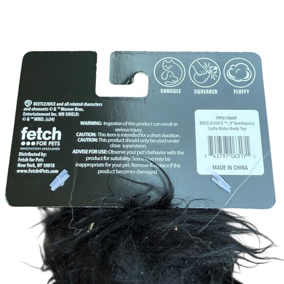 Beetlejuice Lydia 9” Plush Dog Toy Squeaker Official Warner Bros. Fetch for Pets - Picture 4 of 4